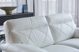 White Leather Sofa Set with Black Accents