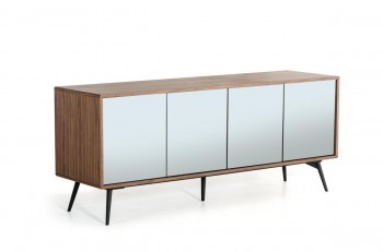 Ultra Contemporary Walnut Buffet with Mirrored Doors Ultra Contemporary Walnut Buffet with Mirrored Doors