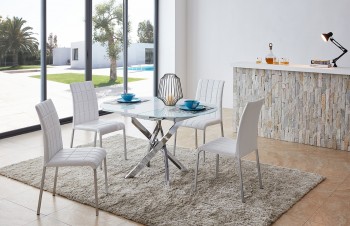 Unique Round Clear Glass Top Dinette Tables and Chairs