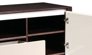 Contemporary Walnut Long Console with Storage Drawers