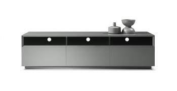 Grey High Gloss TV Stand Entertainment Unit with Storage Shelves