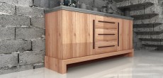 Modern Grey Buffet with Concrete Top and Acacia Wood Base Modern Grey Buffet with Concrete Top and Acacia Wood Base