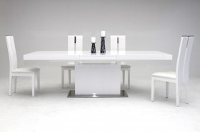 Elegant Stainless Steel Dining Set with High Gloss White Finish