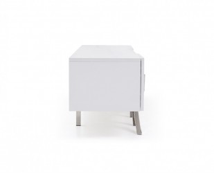 Elegant White TV Unit with Stainless Steel Base