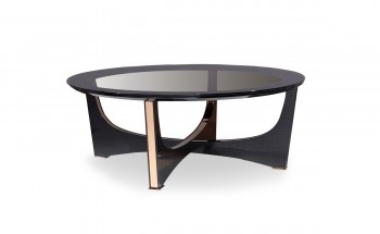 Contemporary Crocodile Rose Gold and Tempered Glass Coffee Table