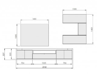 Elite Beige and White Wall Unit with Entertainment Center