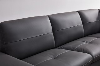 Elegant Italian Leather Sectional Sofa with Storage Bookshelf