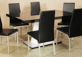 Rectangular Grey-tinted Glass Top Table with White Support