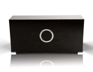 Ebony Lacquer Contemporary Buffet with Chrome Accent