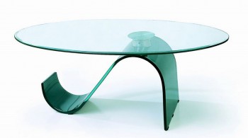 Glass Coffee Table with S Curved Glass Base