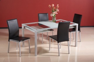 Simple Design Black Leather Dining Chair with Silver Legs