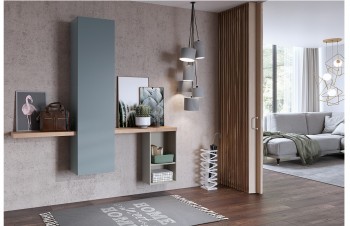 Contemporary Elegant Wall Unit with Natural Wood Shades
