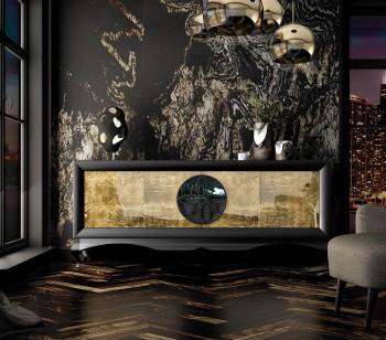 Black and Gold Buffet for Modern Dining
