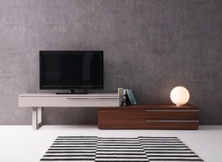 Contemporary Wall Unit with Textured Wood Veneers and Floating Design