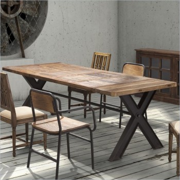 Contemporary Trestle Legs Dining Table with Intricate Top Contemporary Trestle Legs Dining Table with Intricate Top