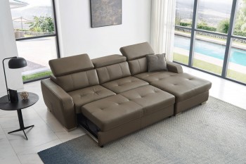 Stylish Sectional with Chrome Legs High Quality Leather