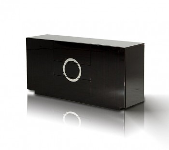 Ebony Lacquer Contemporary Buffet with Chrome Accent Ebony Lacquer Contemporary Buffet with Chrome Accent