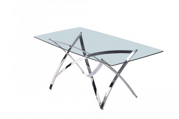 Contemporary Glass and Chrome Dining Table