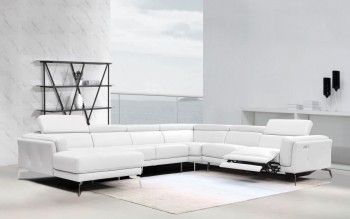 Four Pieced Leather Sectional Sofa with Adjustable Headrests