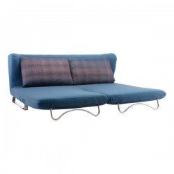 Fabric Contemporary Sofa Bed with Chrome Legs and Pillows