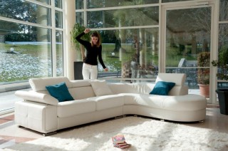 Advanced Adjustable Modern Leather L-shape Sectional