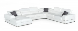 Graceful All Real Leather Sectional with Pillows