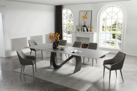 Modern Dining Table with Designer Base and Chairs