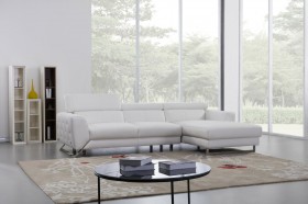 White Two Piece Sectional Sofa with Ratchet Headrest