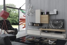 Exquisite White and Natural Wood Wall Unit Exquisite White and Natural Wood Wall Unit
