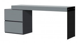 Two Drawer Grey High Gloss Office Desk with Glass Leg