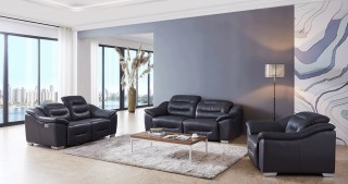 Contemporary Leather Grey Living Room Set