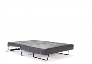 Black or Dark Sahara Color Leather and Chrome Sofa Bed