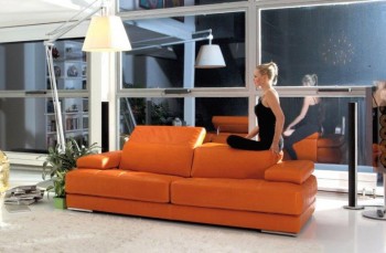 Leather Contemporary Sofa Set with Adjustable Headrests Leather Contemporary Sofa Set with Adjustable Headrests