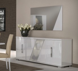 White Four Door Buffet with Optional Mirror