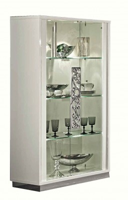 Two Door Curio in White Lacquer for Modern Dining