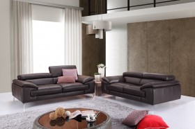 Luxurious Brown Premium Leather Sofa and Loveseat