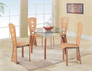 Modern High End Round Wooden with Glass Top Complete Dining Room Sets