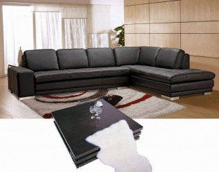 Contemporary Style Full Leather Corner Couch