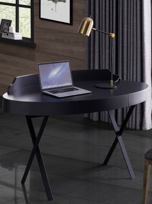 Elegant Grey Lacquer Desk with Metal Legs
