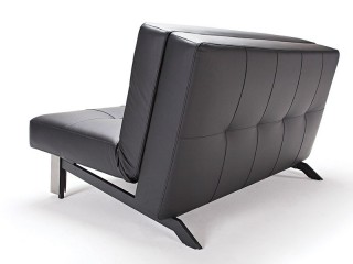 Tufted Sleek Contemporary Black Leather Sofa Bed