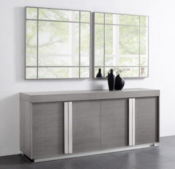 Elite Gray Oak Buffet with Stainless Steel Accents Elite Gray Oak Buffet with Stainless Steel Accents