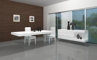 Cloud Unique Dining Table in White with Clear Glass Base