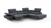 Dark Leather Tufted Design and Comfy Seats with Adjustable Headrest Sectional