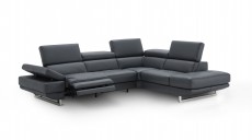 Dark Leather Tufted Design and Comfy Seats with Adjustable Headrest Sectional Dark Leather Tufted Design and Comfy Seats with Adjustable Headrest Sectional