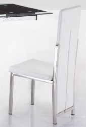 Elegant White Leatherette Dining Chair with High Back