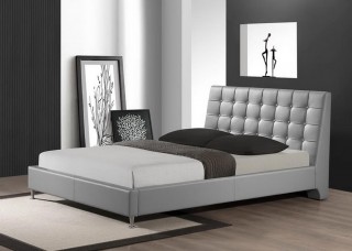 Extravagant Leather Platform and Headboard Bed