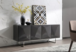 Modern Dark Grey High Gloss Buffet