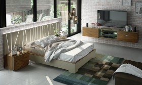 Contemporary Platform Bed with LED Headboard