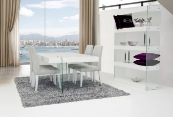 Contemporary White Gloss Top Floating Dining Table