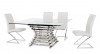 Contemporary Steel Base Square Clear Glass Dining Table